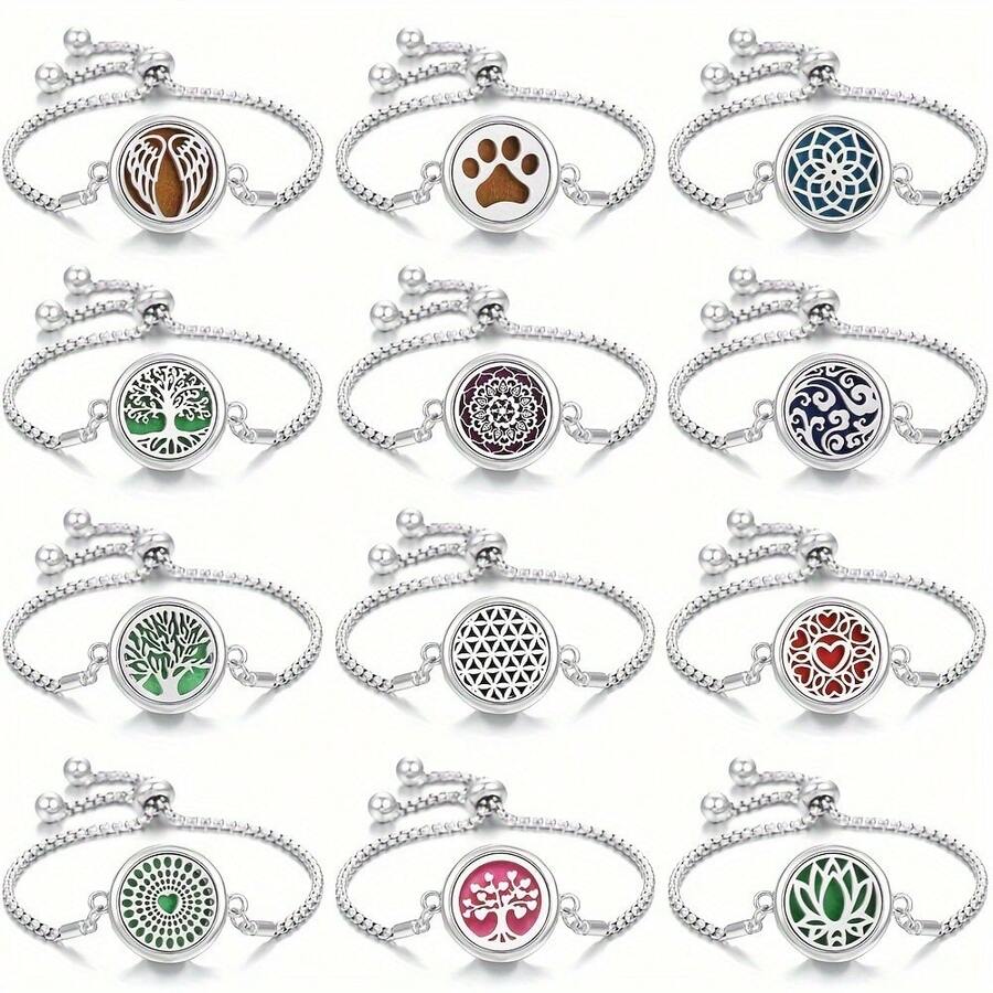 Aromatherapy Products Aromatherapy Essential Oil Diffusing Bracelet Adjustable Fragrance Perfume Essential Oil Diffuser Bracelet Women Men Couples Aromatherapy Diffusing Jewelry - #5+1pcs Pad - View 1