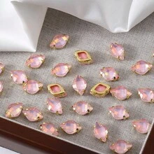 20-25pcs/Pack Gold Rhombus Flat Bottom High Quality Handmade Non-Hotmelt Crystal Nail Art Rhinestones Glitter 3D Decorations For DIY Enthusiasts - Glass Material - Suitable For Decoration - Multicolor - View 27