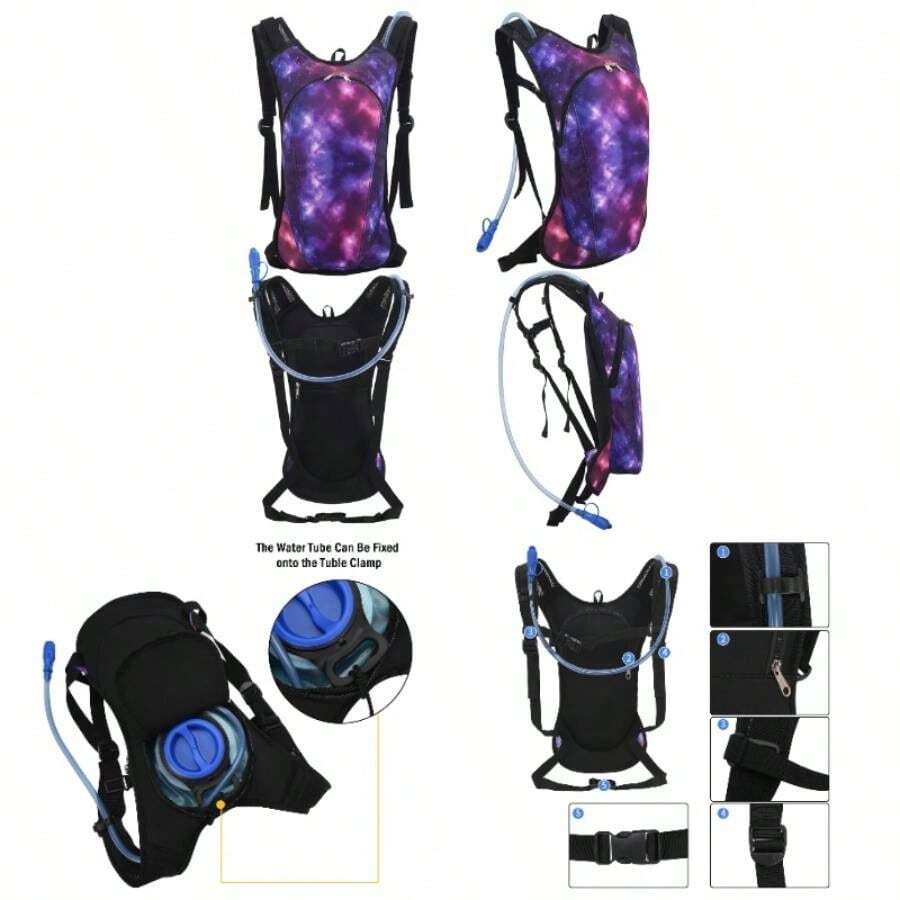 Hydration Backpack Pack With 2L Hydration Bladder - Lightweight Backpack Pouch Women Men Running Riding Biking Music Festival - Thiên hà 3 - Xem 1