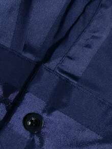 Men's Striped Print Button-Front Casual Long Sleeve Shirt - Navy Blue - View 10