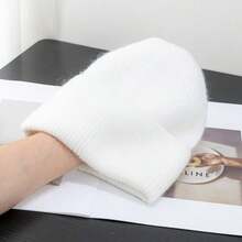 1 pieza Gorro de punto de un solo color con puño, gorro de punto suelto y suave unisex para otoño/invierno, cálido y cómodo, adecuado para esquiar, correr, viajes al aire libre, regalo