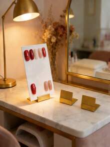 1个L型金属指甲油展示架，垂直槽底座夹式支架，家用照片卡片架，婚礼名片牌架，假指甲卡片收纳架 - 彩色 - 查看 7