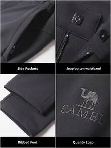 CAMEL CROWN 男士软壳抓绒内衬休闲运动裤，保暖、防风、防水、防静电，适合秋冬季穿着 - 碳灰 - 查看 4