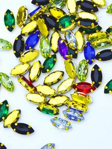 100pcs 5x10mm Glass Cat Eye Beads, Multi-Color, For DIY Claw Sewing Glass Accessories - Color Mixing - View 3