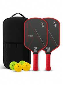 Pickleball Carbon Fiber T700 Extended Textured Matte Paddle Set, Includes Paddle Cover And 4 Balls - Multicolor - View 7