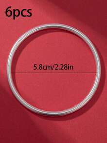 1 chiếc vòng tay nữ 4mm, chất liệu mờ, họa tiết hình học, kiểu dáng cổ điển, thích hợp để đeo cùng nhiều vòng khác. - Bạc - Xem 9