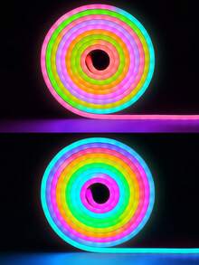 TYUTE 5v RGB Neon Bluetooth Infrared Color-Changing Light Strip, Equipped With A 44-Key Multi-Functional Remote Control. The Application Controls The Lighting And Music Synchronization. The Available Length Ranges From 3.28 Ft To 16.4 Ft. It Is Suitable For Christmas, Home Decoration, Parties, Weddings, Birthdays, And Festival Lighting - Ánh sáng màu - Xem 7