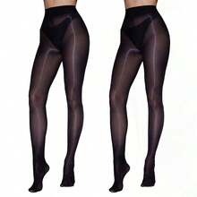 Women's Shiny Fashion Stockings, Suitable Daily Wear - 黑色 - 查看 5