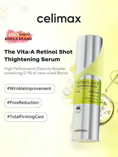 celimax Vita A Retinol Shot Tightening Serum | Med ren vitamin A-retinol, peptid, porminimerare, rynkor och fina linjer, fastare hud, anti-aging, hudutjämnande 30 ml/1,01 fl oz, K-Beauty, Korea Makeup