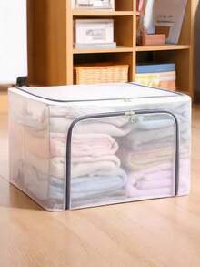 1pc Transparent PVC Storage Box With Reinforced Steel Frame - Waterproof, Mildew-Proof, Foldable, Suitable For Clothes Storage, Moving Organization, Grid Storage And More. - Multicolor - View 9