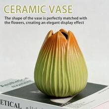 Flores artificiales de orquidea verde con jarron de ceramica flores artificiales de phalaenopsis para decoracion del hogar flores falsas en jarron para centros de mesa 1 pieza - Orquídea verde - Ver 4