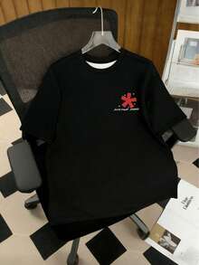 男士酷炫街头骷髅图案短袖 T 恤 - 黑色 - 查看 5