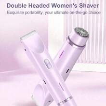 2025 Womens Shaver Dual-Head Bikini Trimmer For Women 2-In-1 Women's Body Shaver USB Charge Waterproof Painless Electric Razors For Silk Skin (Pink/Purple/Black/Blue) - 紫丁香色 - 查看 8