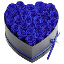 Forever Flowers, 27 Preserved Roses In A Heart Shape Box, Eternal Flowers Immortal Bouquet Birthday Present For Women Her Wife Mothers, Anniversary, Valentine's Day,Christmas, Royal Blue - Royal Blue 27 Roses Heart Shape Box - View 8