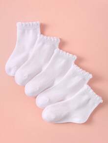 5/10 Pairs Solid Color Lace Trim Children Socks, Soft & Comfortable Casual Versatile Sports School Socks, Minimalist Cartoon Retro Solid Color Lace Socks, Suitable For Daily Wear, Back To School, Campus, Sports, Classroom, New Semester, Students, Back To School Season, Outdoor Activities, Home Leisure, Multiple Combinations Available - Multicolor - View 14