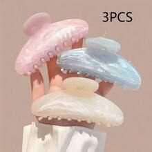 Three 11cm Large Wave Claw Hair Clips, Pink, White And Blue Gradient Hair Clips, High-Quality, Elegant, Minimalist And Multifunctional Hair Accessories, Suitable For Everyday Wear, Parties, Work, Vacations And Makeup. - 3 cái - Xem 7