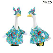 Trajes de ganso para porche de Pascua, ropa de estatua de ganso de plástico para césped, ropa con estampado de huevos de Pascua, diadema, disfraz de ganso - verde menta - Ver 2