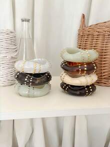 1pc Exaggerated Geometric Rivet Bracelet, Versatile Jewelry Accessory For Daily Wear, Party, Vacation, Boho Style - Geometric Metal Bracelet - View 10