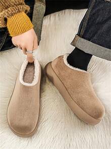 Thermal Lined Slip-On Shoes, Retro Style, Anti-Slip , Suitable For Home, Sports, Fashion & Warmth - Brown - View 3