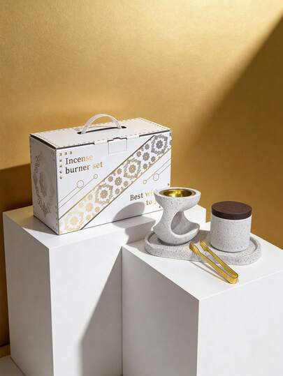 Resin Incense Burner Set - Premium Ramadan Decor, Exquisite Gift Box Packaging, Ideal Home & Middle Eastern Holiday Gift