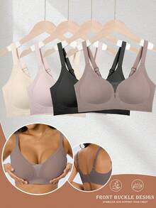 4 Pieces Of Jelly Bra Push-Up Bras -Padded Seamless Bras - Wireless Bras Suitable For Women Mild Chest Support Bras  Shaping Bras For Women/Contrast Mesh - 彩色 - 查看 11