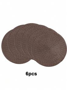 4/6 件装手工编织棕色 PP 圆形餐垫，耐热杯垫，装饰垫，畅销产品，多种颜色可选，桌垫，防皱餐垫，适合生日、圣诞节、乔迁、庆祝活动、节日派对、家庭聚会等各种场合。 - 棕色 - 查看 9