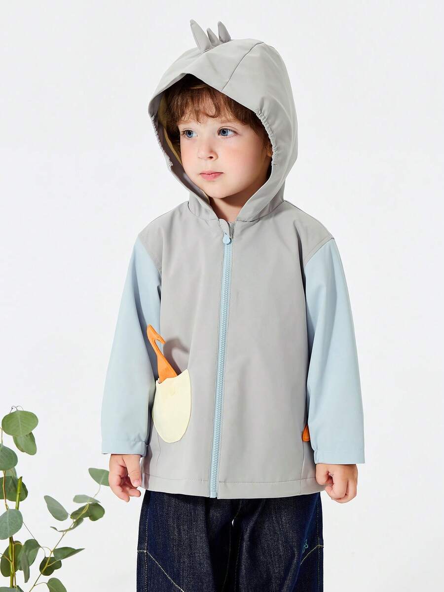 mini bala 2026 Spring Removable Kids Unisex Jacket, Soft Faux Leather Texture, Fun Outerwear - Gray - View 1