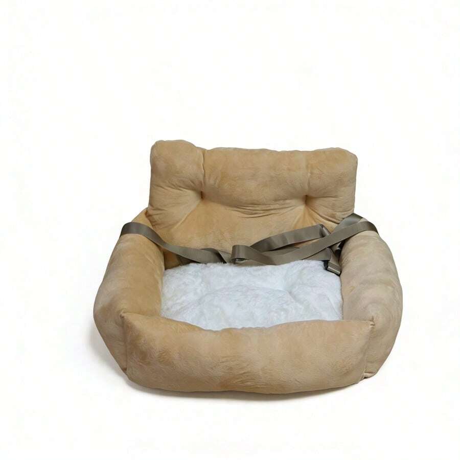 Soft Pet Car Bed, Suitable For Small/Medium Pets, Comfortable & With Adjustable Strap, Portable & Washable, Ideal For Car Travel - Earthy Yellow - View 1