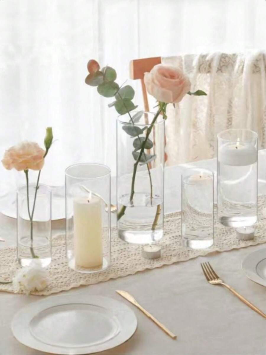 1pc/3pcs Set Handmade Transparent Glass Hydroponics Desktop Vase For Home Decor, Living Room Decoration And Office Desk Arrangement, Housewarming Gift