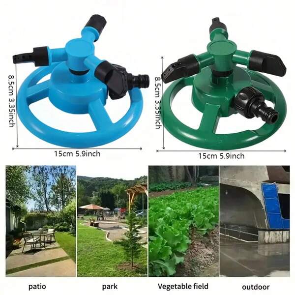 1 Green Garden Sprinkler, Adjustable Spray Mode 360 ° Rotary Sprinkler, Lawn Rotary Irrigation Sprinkler, Garden Rotary Sprinkler, Multi-Function Garden Sprinkler, Outdoor Plant Irrigation Watering - Durable Plastic Manual Lawn And Garden Irrigation Nozzle, Easy To Use Ground Nozzle, Used For Efficient Watering, Lawn Watering System, Back Pull Design, Solid Structure, Very Suitable For Lawn, Garden, Garden, Gardening, Botanical Garden, Irrigation Watering