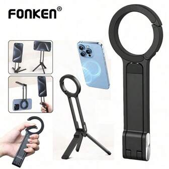 Foldable Tripod Phone Stand With Magnetic Dual-Sided Desk Mount Holder, Compatible With IPhone 16/15/14