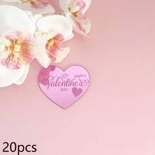 5 piezas/10 piezas/20 piezas Toppers de cupcake en forma de corazón de acrílico dorado con "Feliz Día de San Valentín", adecuados para el Día de San Valentín, fiestas de boda, decoración de pasteles y postres DIY - Multicolor - Ver 21