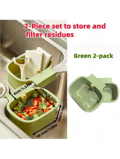 Kitchen Sink Strainer, Self-Cleaning Anti-Clogging Mesh Filter, Push-Style Drain Trap, Suitable For Kitchen And Bathroom - Automatic Food Waste Disposal, Detachable Bottom, Multifunctional Hanging Filter Rack, Non-Slip Plastic Sink Organizer, Adjustable Dry/Wet Mode