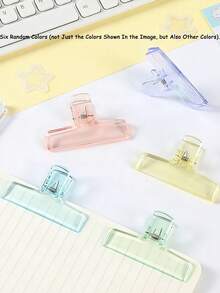 6/4/1pcs Transparent Plastic Acrylic Clip-On Stationery, Student Supplies, Jelly Clips, Multi-Functional Photo Clips, Creative Office Supplies, Exam Paper Clips, Invoice/Document Organizer, School Supplies - Multicolor - View 8