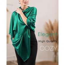 Sofier Satin Shawl Wraps For Women Evening Dresses Wedding Bridal Party Silky Scarf Formal Cover Up Bridesmaid Gifts,Green - 綠色的 - 查看 3