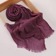 1pc Soft Textured Hijab Scarf, Natural Crinkle Design, Breathable & Comfortable Muslim Headscarf - Multicolor - View 13