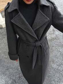 DEEKA Autumn/Winter New Women's Fashion Classic Double-Breasted Windbreaker Coat - Grey - View 3