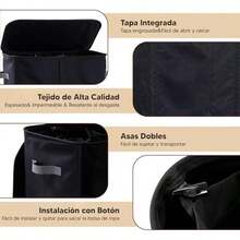 180l Cesto para Ropa Sucia Plegable, Canasta de Ropa Sucia con Tapa Y Asas, Organizador de Ropa Sucia con 3 Bolsas de Lavandería Extraíbles, para Lavadero, Dormitorio, Baño - / - Ver 5