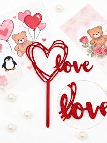 50 chiếc phụ kiện trang trí bánh hình trái tim màu đỏ, chất liệu acrylic, thích hợp cho Ngày Valentine, Ngày của Mẹ, bánh cupcake, sinh nhật, đám cưới và các dịp khác, có thể dùng cho kỷ niệm, tiệc tùng, quà tặng, trang trí bánh, hẹn hò cặp đôi. - Đỏ - Xem 8