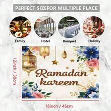 1/4/6/12 件套，斋月主题，亚麻餐桌垫，传统灯笼图案，可水洗印花餐垫，表面保护垫，节日厨房和家庭聚会的理想装饰 - 彩色 - 查看 2