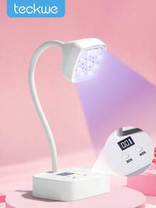 Teckwe مصباح أظافر UV قابل للشحن، ضوء أظافر لاسلكي مع مؤقتين 30 ثانية و60 ثانية وحساس تلقائي لتجفيف سريع لطلاء الجل، مجفف أظافر UV لاسلكي بعنق متحرك، مناسب للنساء والفتيات والمانيكير وصالونات الأظافر DIY في المنزل - أبيض - مشاهدة 1
