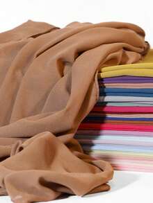 Solid Color Basic Headscarf, Middle Eastern Style, Breathable Chiffon Material, Lightweight And Comfortable, Suitable For Long-Time Wear, All Seasons - Navy Blue - View 6