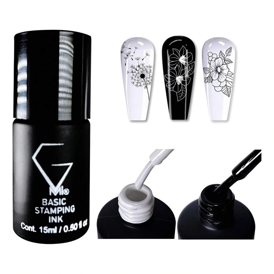Tinta de estampado TendenciaBasic 15ml 2 piezas.Color Blanco Y Negro Blanco/negroCalidad premium - 1 - Ver 1