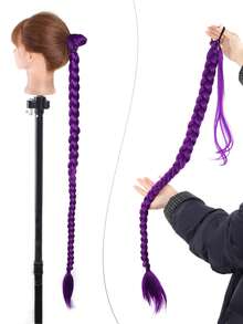 One-Piece Set Of 38-Inch Purple Braided Long Braided Ponytail Wig, Heat Resistant, Easy To Wear, Suitable For Everyday Wear And Holidays. - Multicolor - View 4