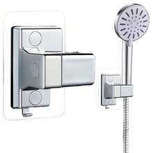 1pc Adjustable Adhesive Shower Head Holder, Universal Handheld Shower Bracket, Easy To Install Bathroom Shower Base, Bathroom Tool, Kitchen Accessory - Silver - View 2