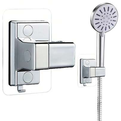 1个可调节粘性淋浴喷头支架，通用手持花洒支架，易于安装的浴室淋浴底座，浴室工具，厨房配件