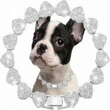 1pc Bling Rhinestone Heart Shaped Hiphop Dog Necklace, Pet Collar, Suitable For Small/Medium/Large Cats & Dogs, Daily Or Holiday Gift - Multicolor - View 18