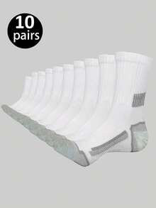 5/10/20 Pairs Random Men's Comfortable Colorblock Mid-Calf Socks, Breathable Sports Socks With Non-Slip Silicone, Suitable For Spring And Autumn - Multicolor - View 30