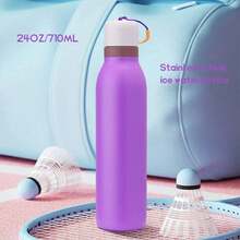 0waIaa Violet Water Bottle 24oz, 710ML, With Straw,Suitable For Carrying Out,Heat Preservation Time More Than 24 H, Cold And Hot Water Can Be Insulated, Can Make Coffee, Frozen Drinks, Suitable For Camping, Work, Indoor And Outdoor Use Valentine's Day. - Purple - View 4