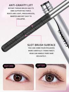 2Pcs Lengthening & Curling Waterproof Mascara, Smudge-Proof, Defines Lashes, Daily Eye Makeup Perfect Birthday & Valentine's Day Gift - 黑色 - 查看 4